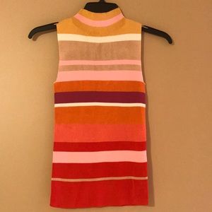 Ann Taylor multi color stripe mock neck top, XSP